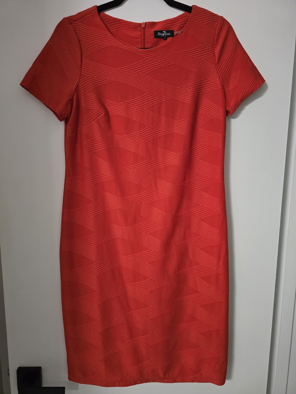 Petite Sophisticated Red Textured Sheath Dress